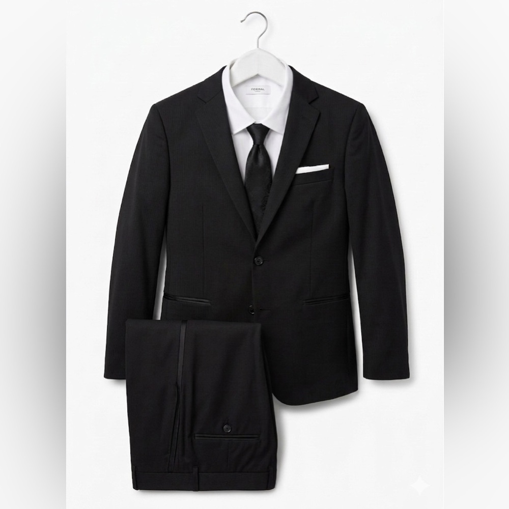 Men's Black Two-Piece Suit Jacket & Pants